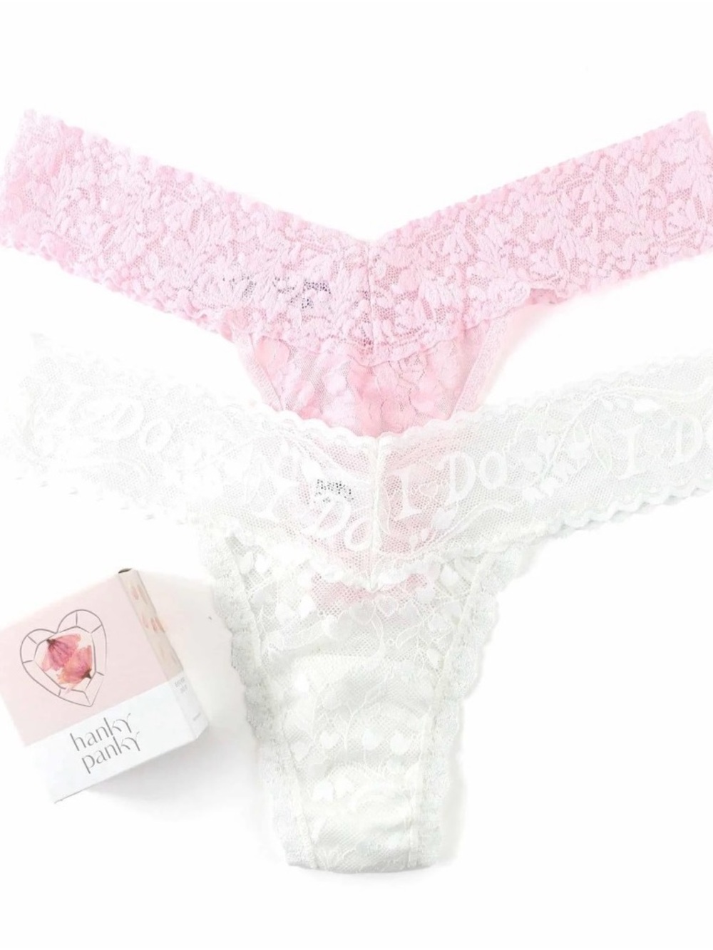 Hanky Panky Pink & White Lace Thongs - Pack of 2